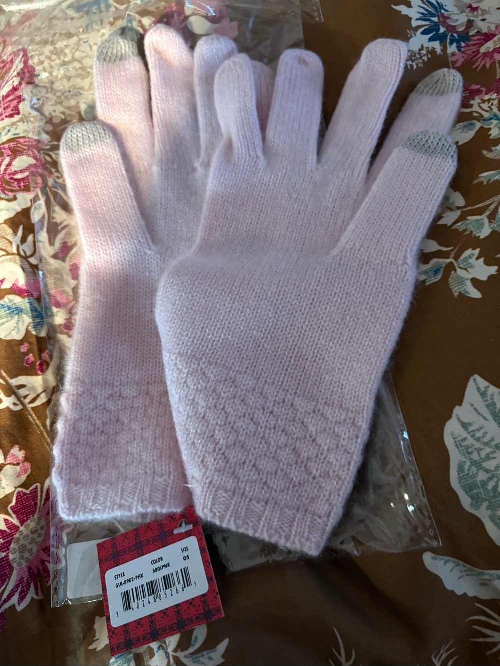 Phenix Light Pink Cashmere Touchscreen Gloves NEW